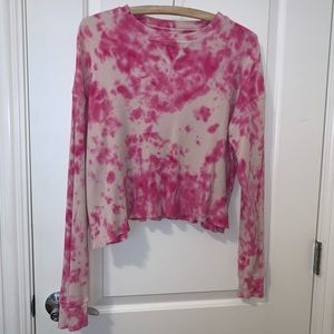 Brandy Melville Pink Tie Dye Laila Thermal Knit Shirt